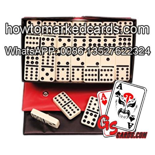 Back marked double twelve black pip juice dominoes for sale