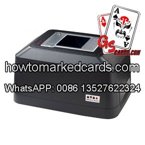 poker shuffler with side mark barcode reader